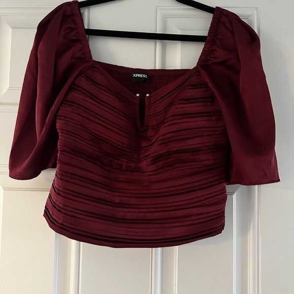 NEW Satin Ruched V-Bar Cropped Top - Picture 6 of 8